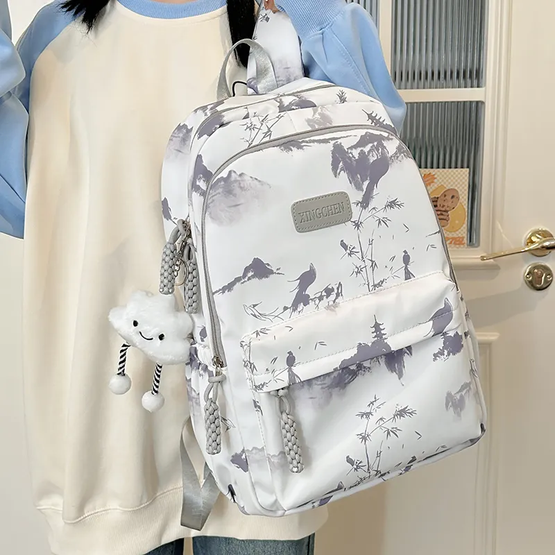 Tibai Nylon Backpack Regular Unisex Pink/Red/Black/Gray/Green-21