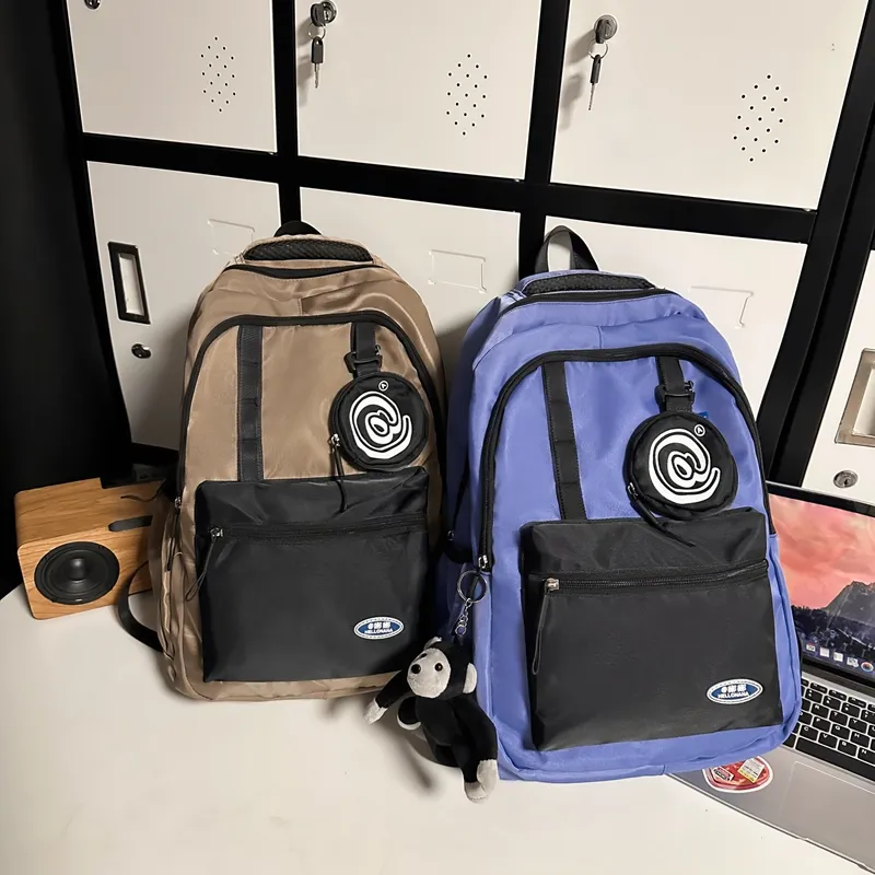 Wolfhorse Nylon Backpack Unisex Black/grey/white/deep Khaki/pink/blue-20