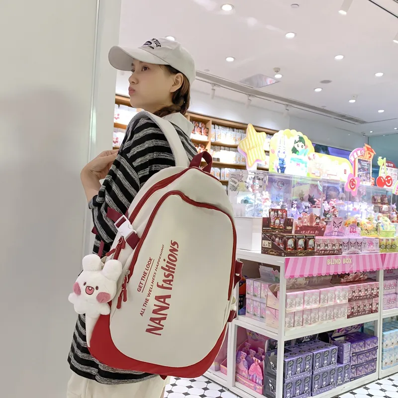 Wolfhorse Nylon Backpack Regular Unisex Black/white Gray/white Red/pink-12