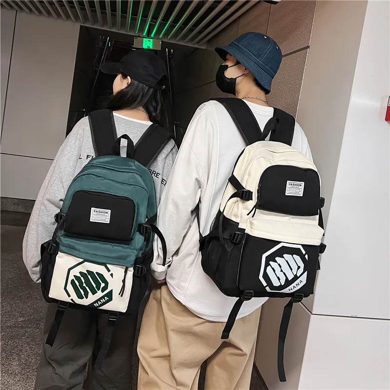 Wolfhorse Nylon Backpack Unisex Black/Black With White/Black With Blue/Black With Green-1