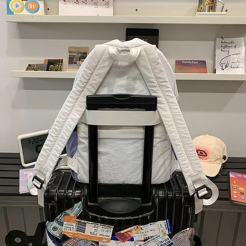 Wolfhorse Nylon Backpack Unisex Khaki & Black/Gray & Brown/White & Purple/White & Green/Blue-15