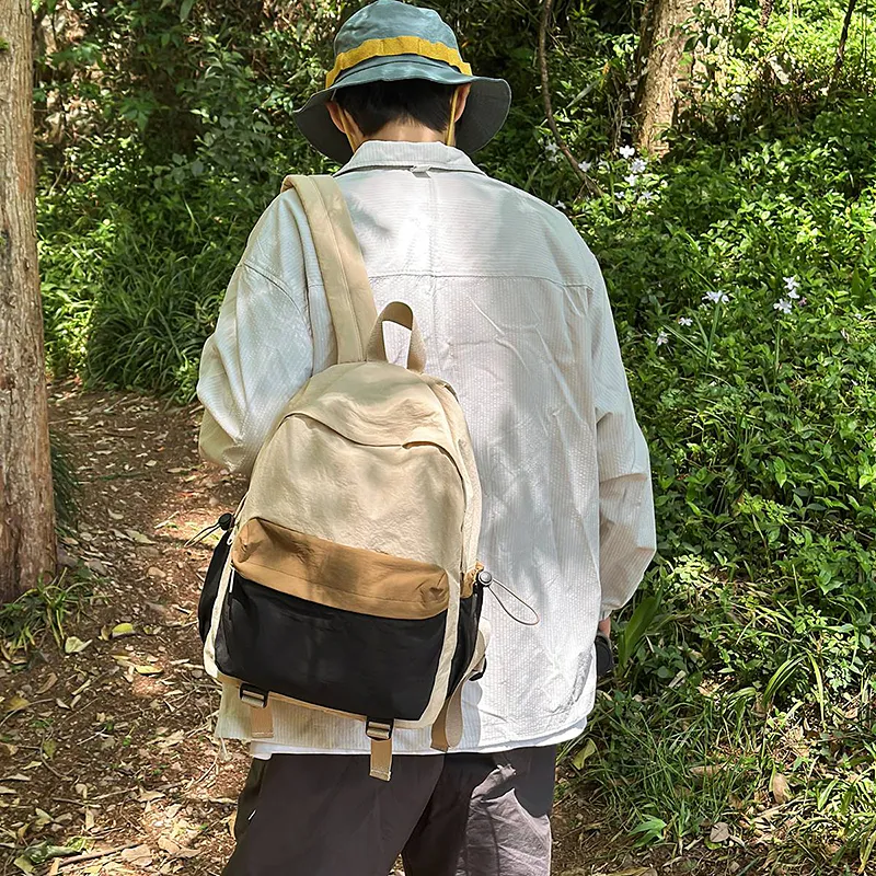 Wolfhorse Nylon Backpack Unisex Khaki & Black/Gray & Brown/White & Purple/White & Green/Blue-4