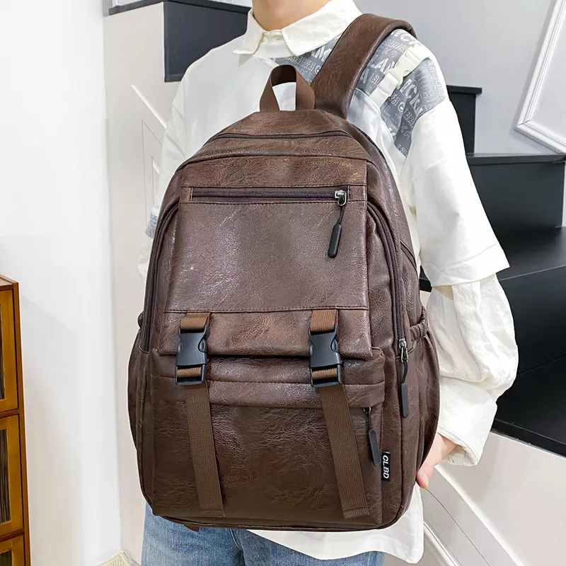 Wolfhorse PU Backpack Men's Brown/Black-11