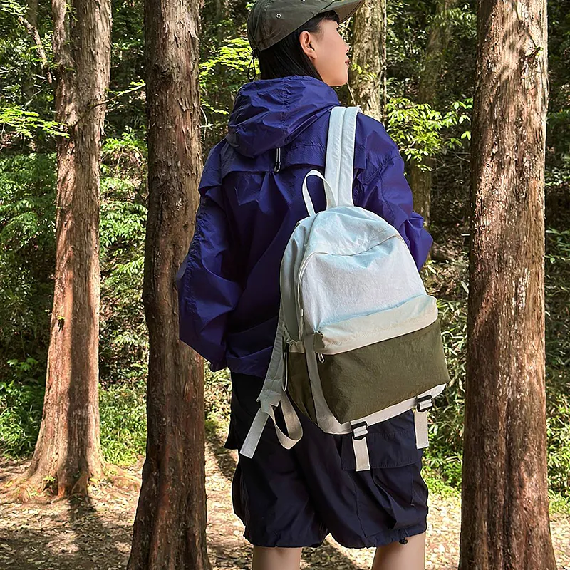 Wolfhorse Nylon Backpack Unisex Khaki & Black/Gray & Brown/White & Purple/White & Green/Blue-26