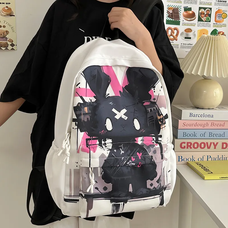 Wolfhorse Nylon Backpack Regular Unisex White Rabbit/Black Rabbit-11