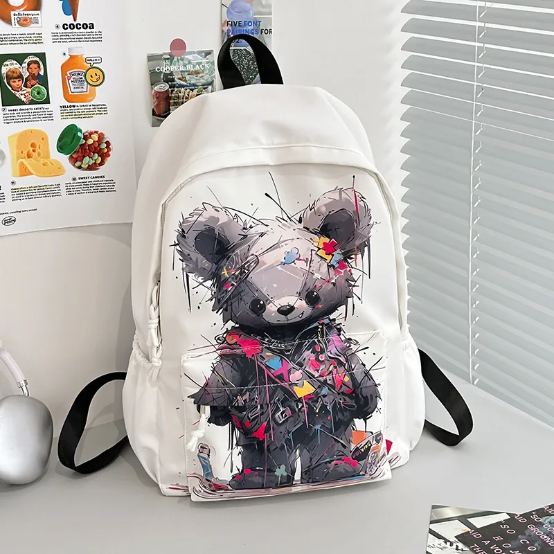 Wolfhorse Nylon Backpack Unisex Black Bear/White Bear-1