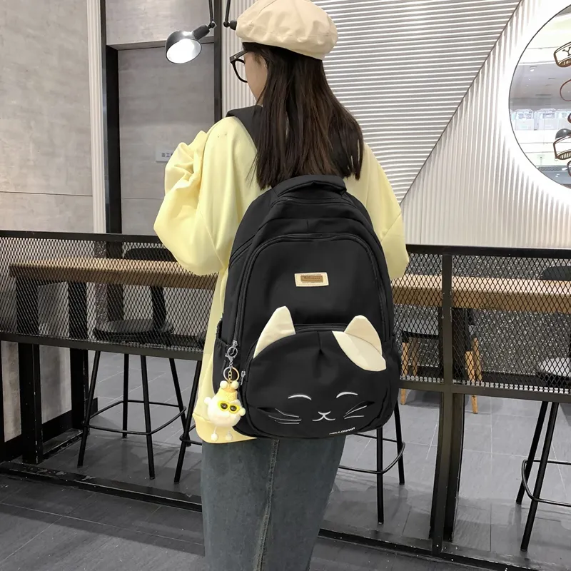 Wolfhorse Nylon Backpack Regular Unisex Black/Blue/Pink/White-2