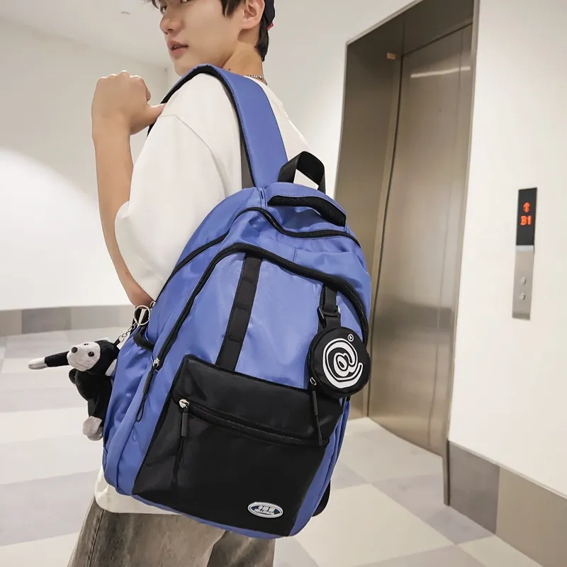 Wolfhorse Nylon Backpack Unisex Black/grey/white/deep Khaki/pink/blue-32