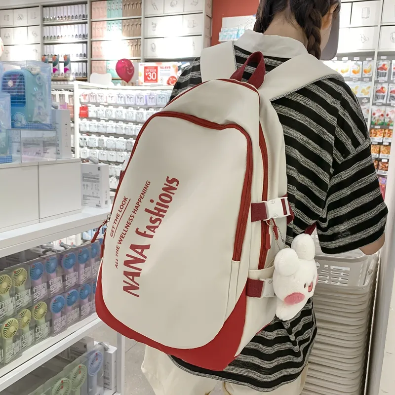 Wolfhorse Nylon Backpack Regular Unisex Black/white Gray/white Red/pink-16