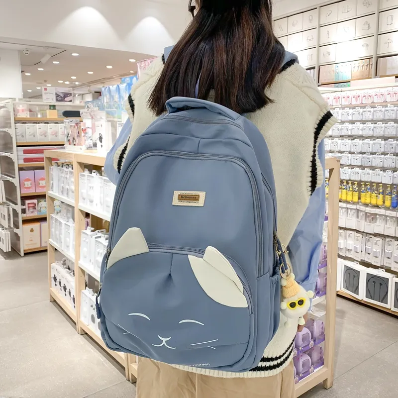 Wolfhorse Nylon Backpack Regular Unisex Black/Blue/Pink/White-8