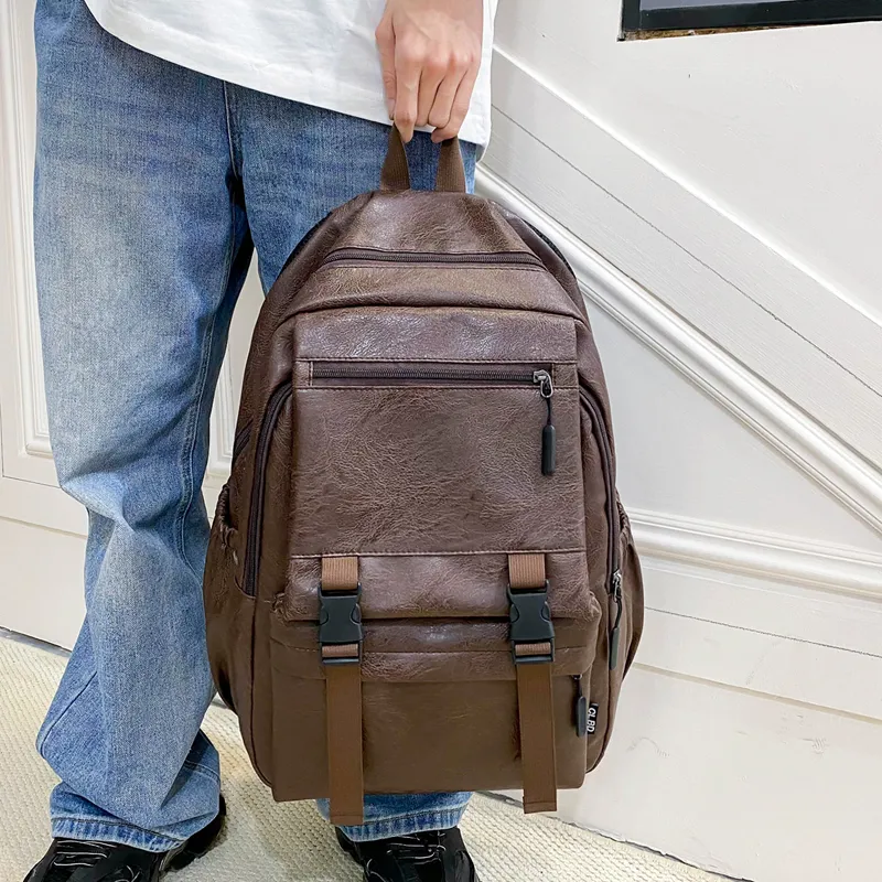 Wolfhorse PU Backpack Men's Brown/Black-13