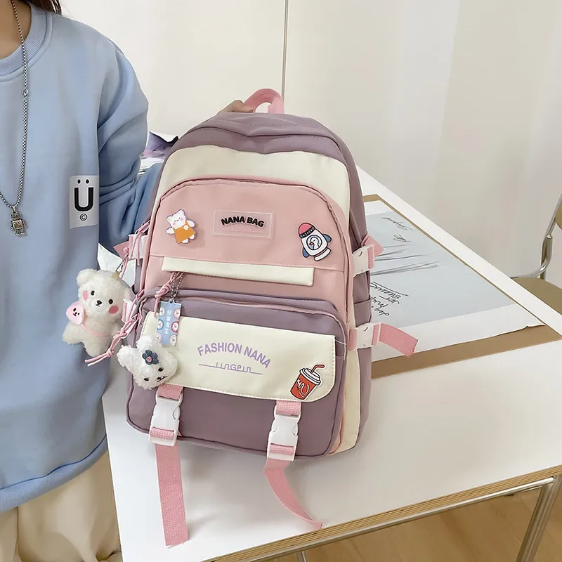 Wolfhorse Nylon Backpack Regular Unisex Black/Purple/Pink/Blue-14
