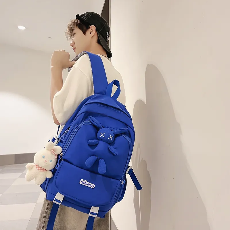 Wolfhorse Nylon Backpack Regular Unisex Black/White/Blue/Pink-16