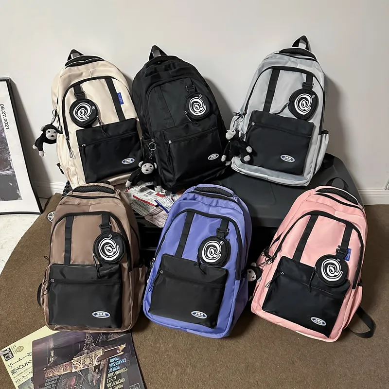 Wolfhorse Nylon Backpack Unisex Black/grey/white/deep Khaki/pink/blue-8