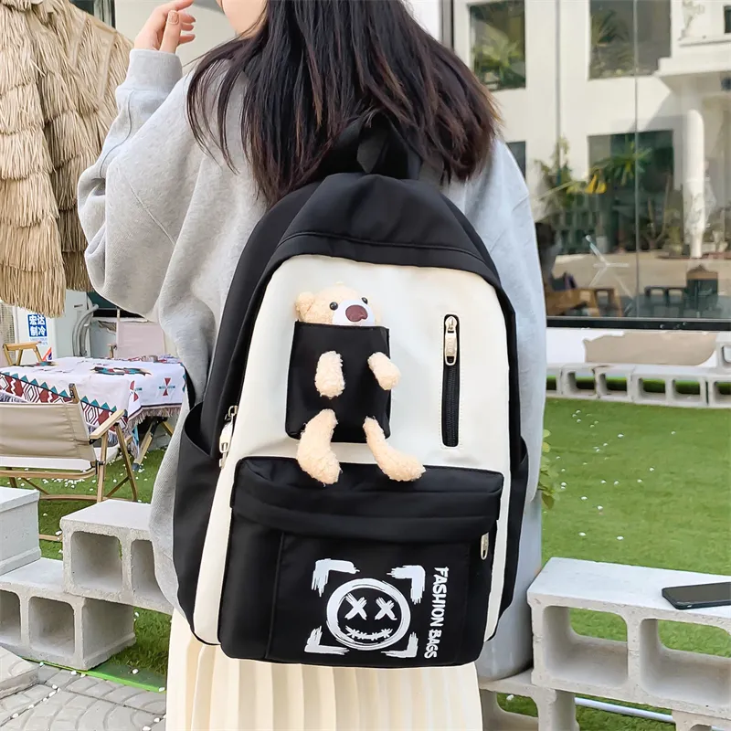 Wolfhorse Nylon Backpack Unisex Purple/Black/Cyan/Pink/Yellow-6