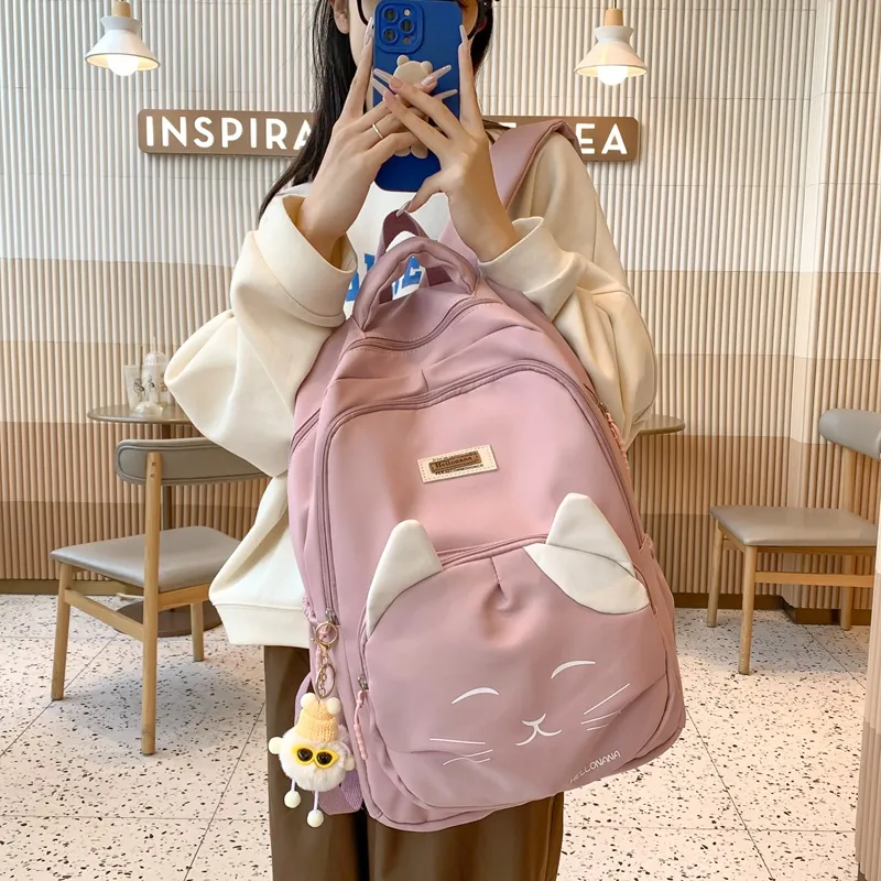 Wolfhorse Nylon Backpack Regular Unisex Black/Blue/Pink/White-19