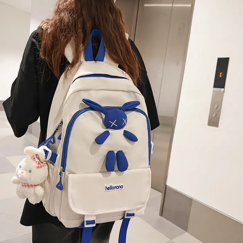 Wolfhorse Nylon Backpack Regular Unisex Black/White/Blue/Pink-11