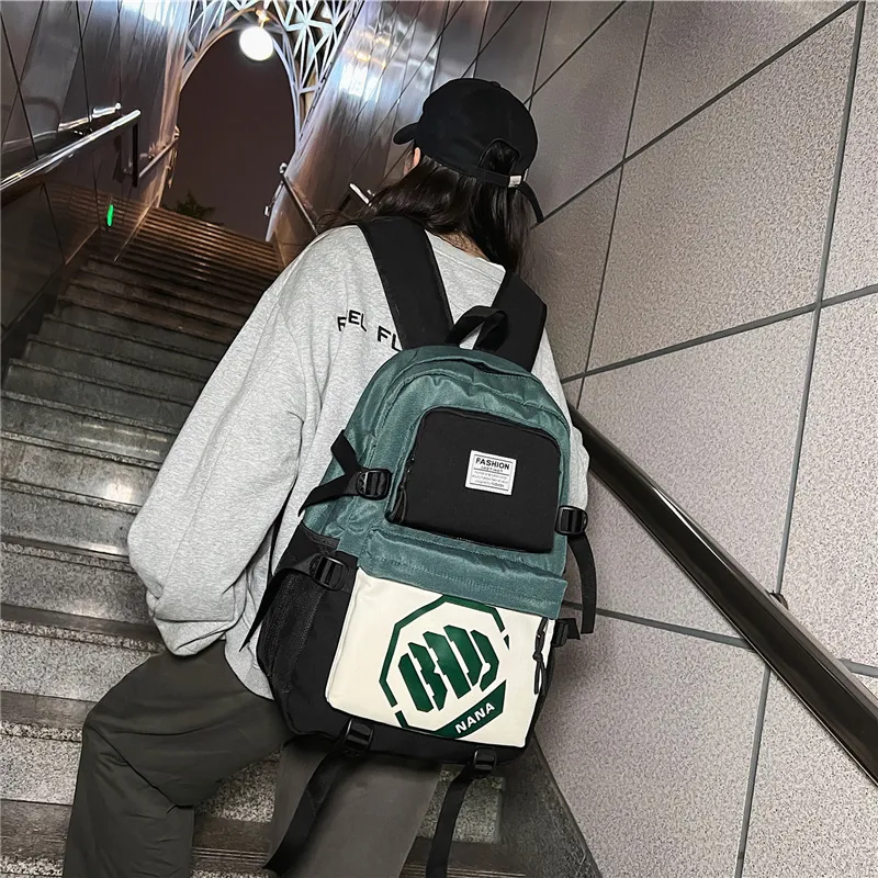 Wolfhorse Nylon Backpack Unisex Black/Black With White/Black With Blue/Black With Green-20