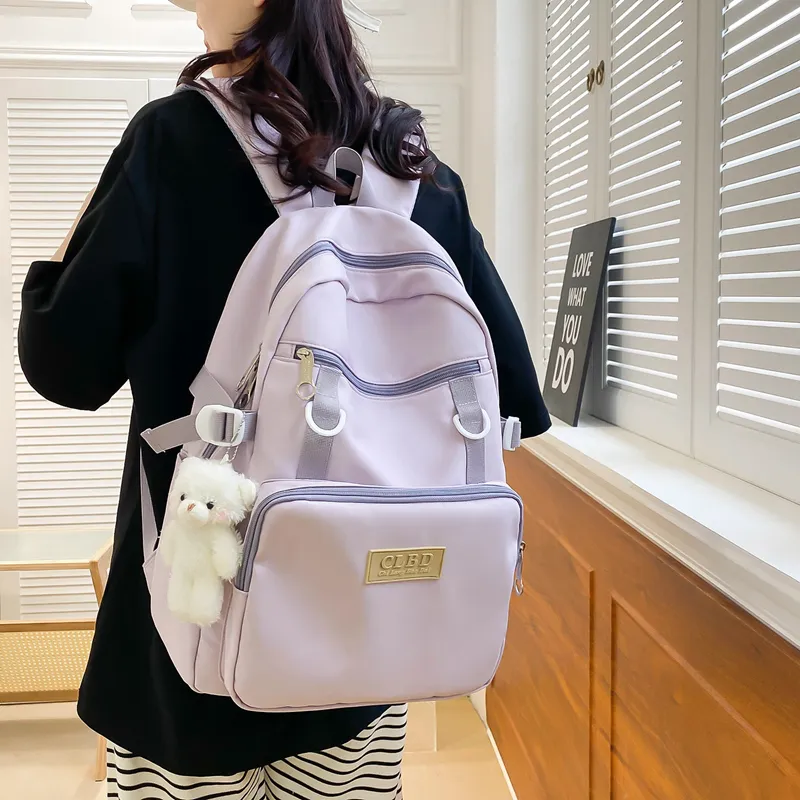 Wolfhorse Nylon Backpack Unisex Pink/Black/Purple/Blue-16