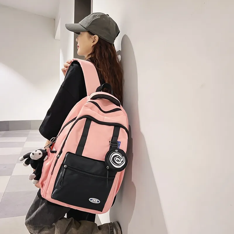 Wolfhorse Nylon Backpack Unisex Black/grey/white/deep Khaki/pink/blue-22