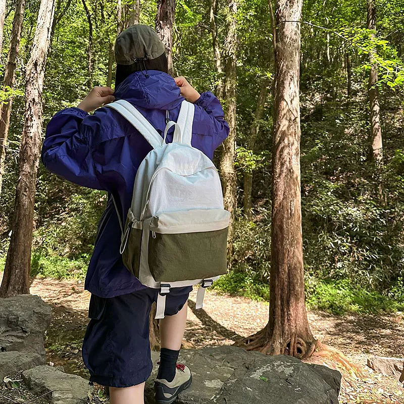 Wolfhorse Nylon Backpack Unisex Khaki & Black/Gray & Brown/White & Purple/White & Green/Blue-25