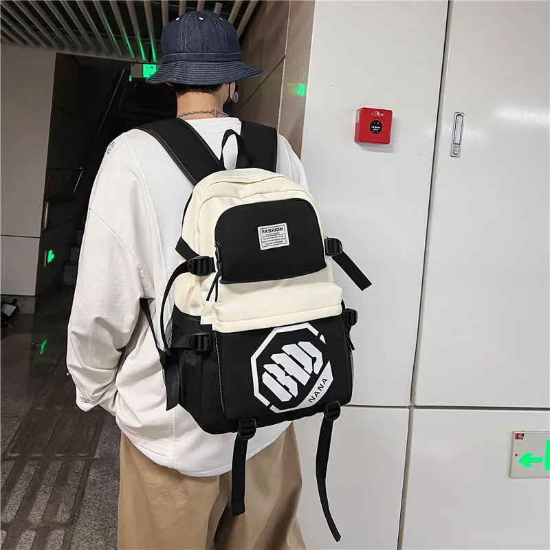 Wolfhorse Nylon Backpack Unisex Black/Black With White/Black With Blue/Black With Green-8