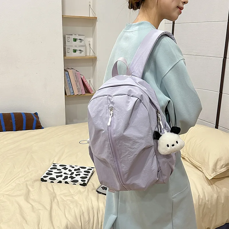 Wolfhorse Nylon Backpack Unisex Black/White/Pink/Yellow/Blue/Purple-41