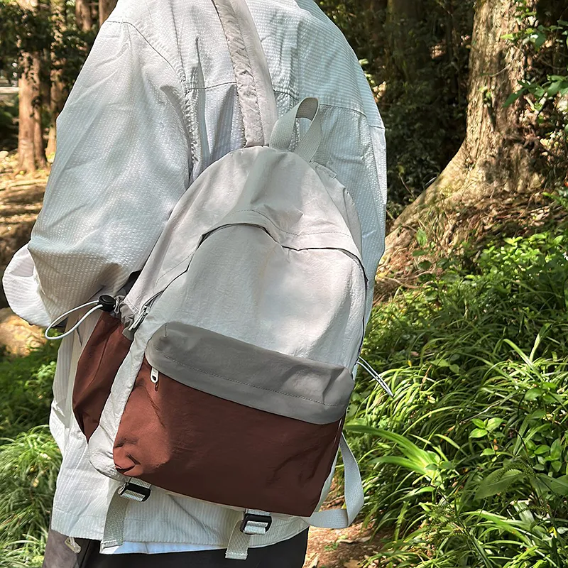 Wolfhorse Nylon Backpack Unisex Khaki & Black/Gray & Brown/White & Purple/White & Green/Blue-10
