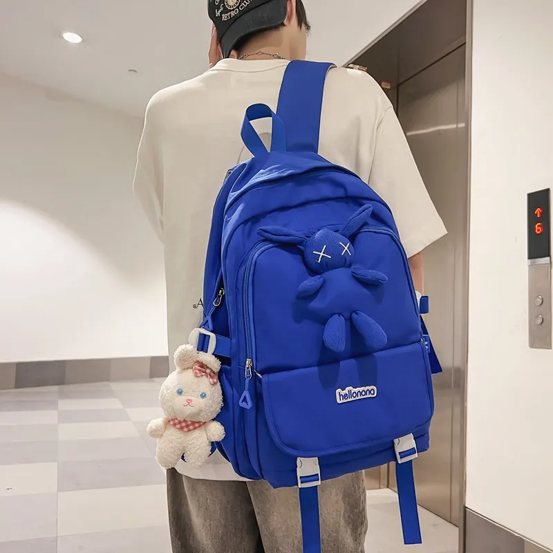 Wolfhorse Nylon Backpack Regular Unisex Black/White/Blue/Pink-17