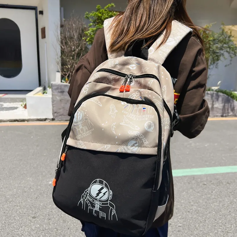 Wolfhorse Nylon Backpack Unisex Black/White/Khaki-17