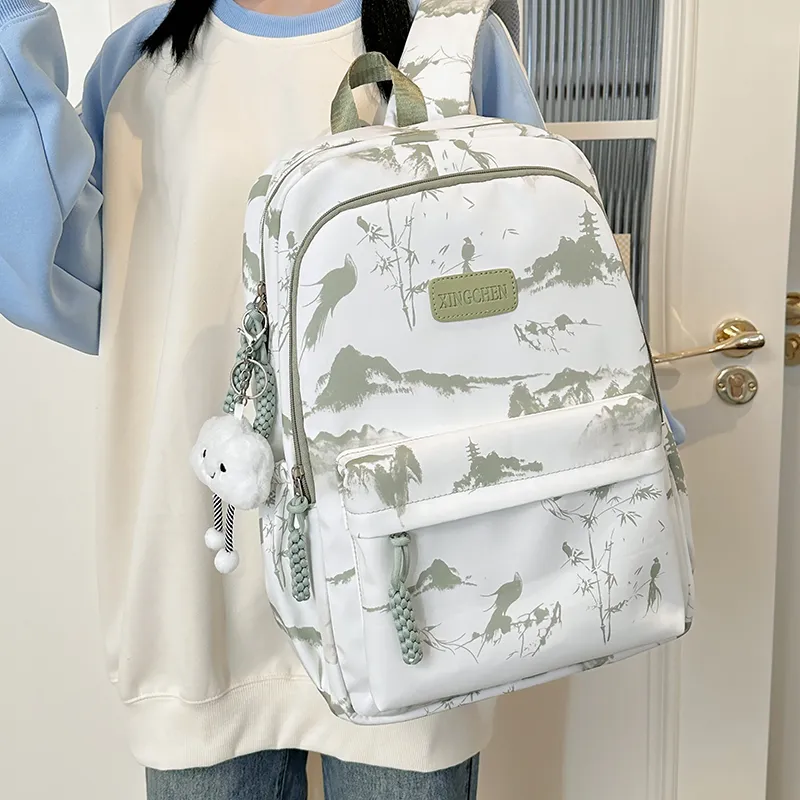 Tibai Nylon Backpack Regular Unisex Pink/Red/Black/Gray/Green-31