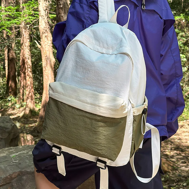 Wolfhorse Nylon Backpack Unisex Khaki & Black/Gray & Brown/White & Purple/White & Green/Blue-27