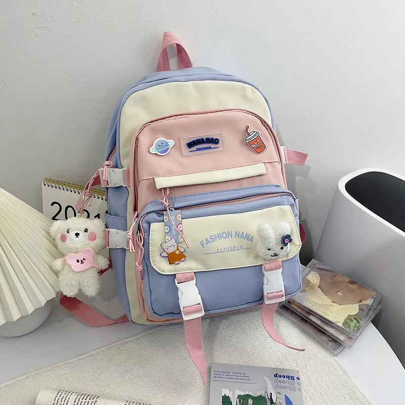 Wolfhorse Nylon Backpack Regular Unisex Black/Purple/Pink/Blue-21