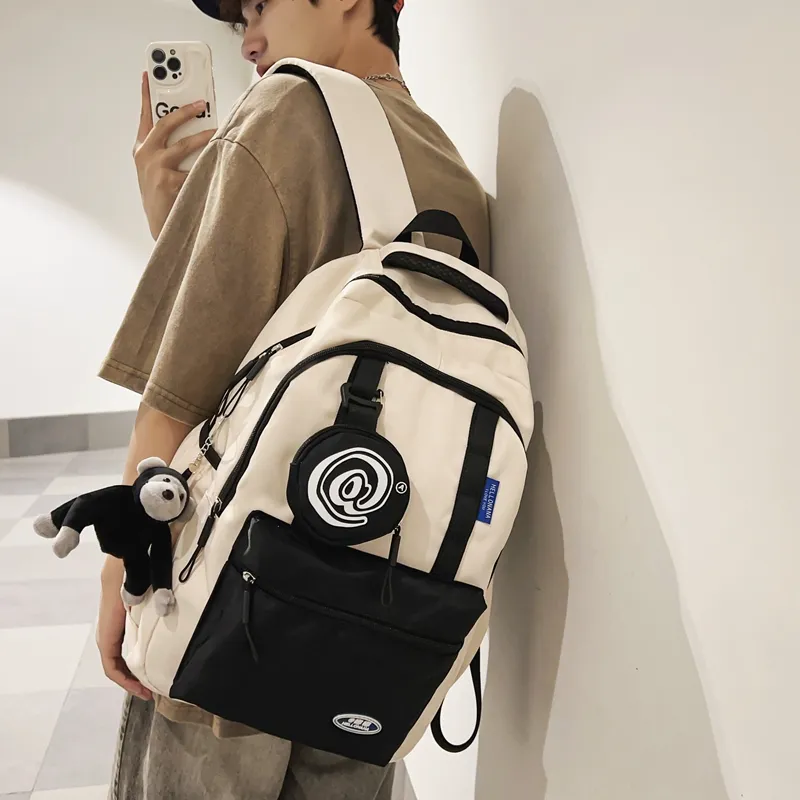 Wolfhorse Nylon Backpack Unisex Black/grey/white/deep Khaki/pink/blue-14