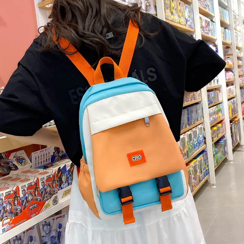 Wolfhorse Nylon Backpack Regular Unisex Pink With Blue/green With Orange/green With Black/black-8