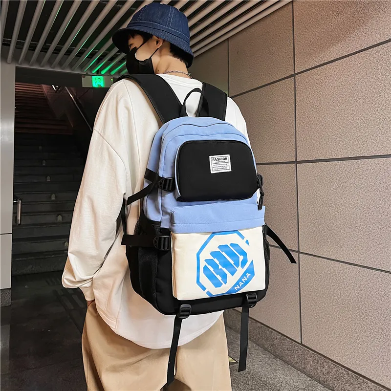 Wolfhorse Nylon Backpack Unisex Black/Black With White/Black With Blue/Black With Green-14