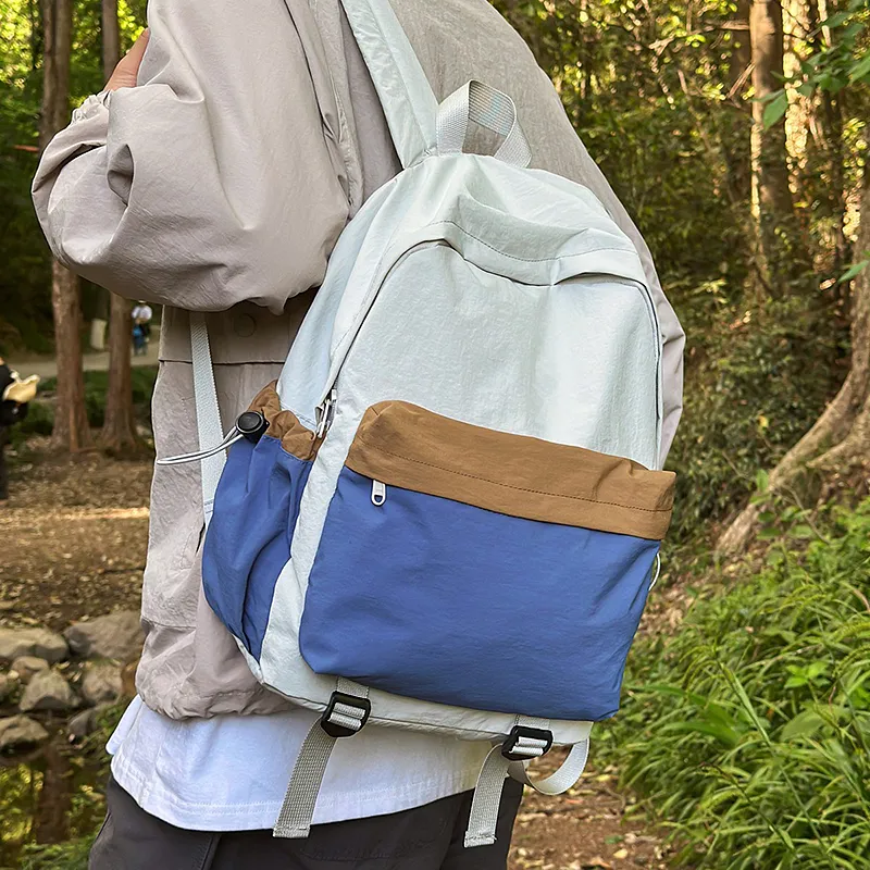 Wolfhorse Nylon Backpack Unisex Khaki & Black/Gray & Brown/White & Purple/White & Green/Blue-33