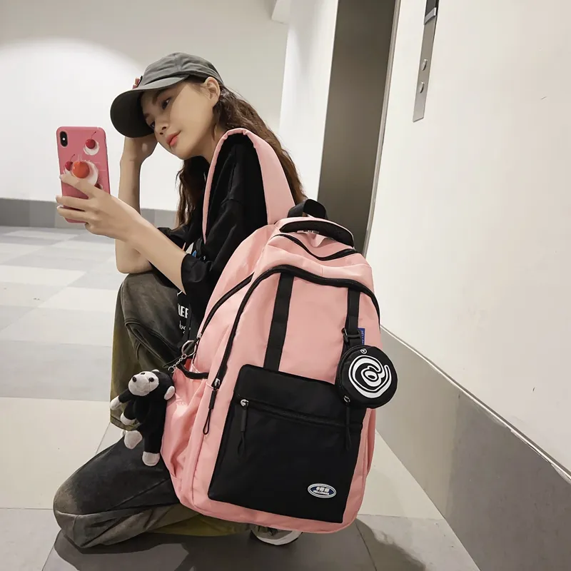 Wolfhorse Nylon Backpack Unisex Black/grey/white/deep Khaki/pink/blue-27