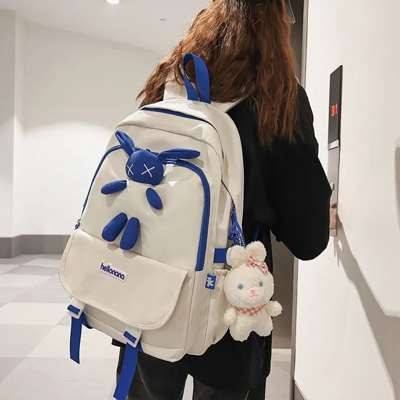 Wolfhorse Nylon Backpack Regular Unisex Black/White/Blue/Pink-10