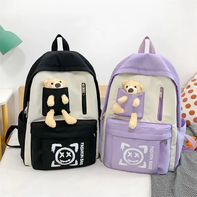 Wolfhorse Nylon Backpack Unisex Purple/Black/Cyan/Pink/Yellow-3