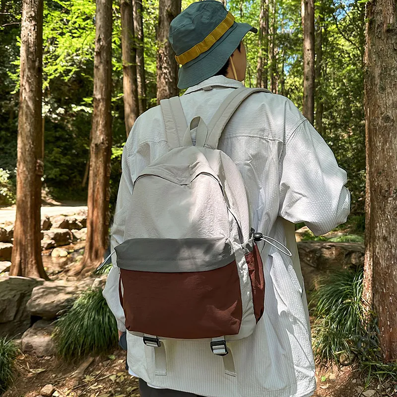 Wolfhorse Nylon Backpack Unisex Khaki & Black/Gray & Brown/White & Purple/White & Green/Blue-8