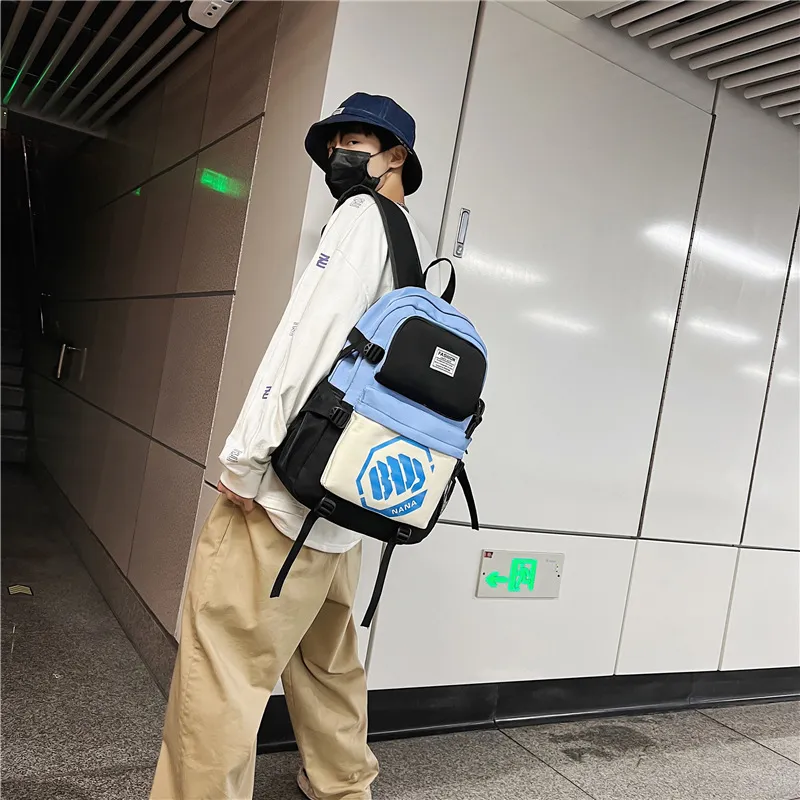 Wolfhorse Nylon Backpack Unisex Black/Black With White/Black With Blue/Black With Green-16