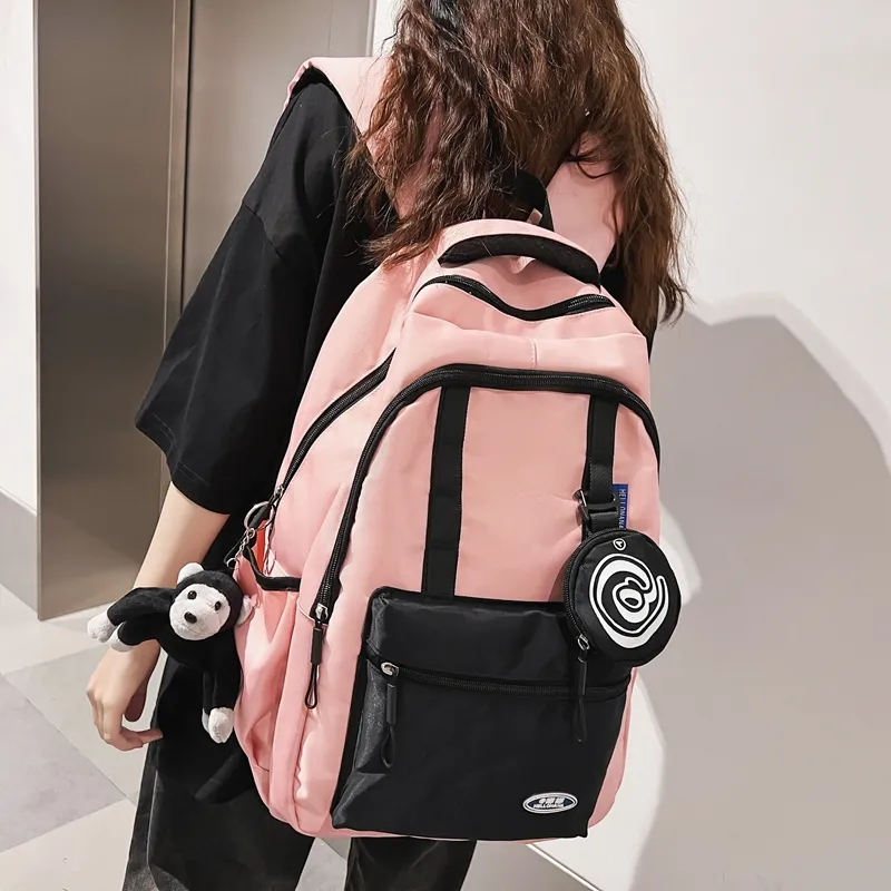 Wolfhorse Nylon Backpack Unisex Black/grey/white/deep Khaki/pink/blue-26