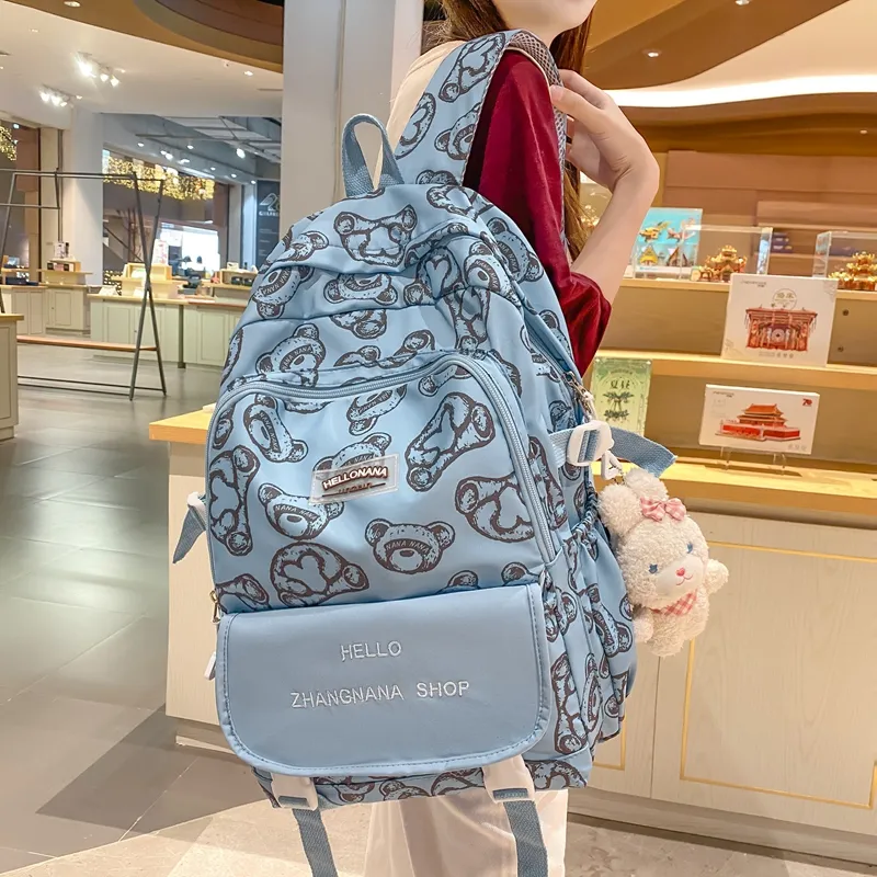 Wolfhorse Nylon Backpack Regular Unisex Black Ecru/Blue/Coffee/White & Black-20