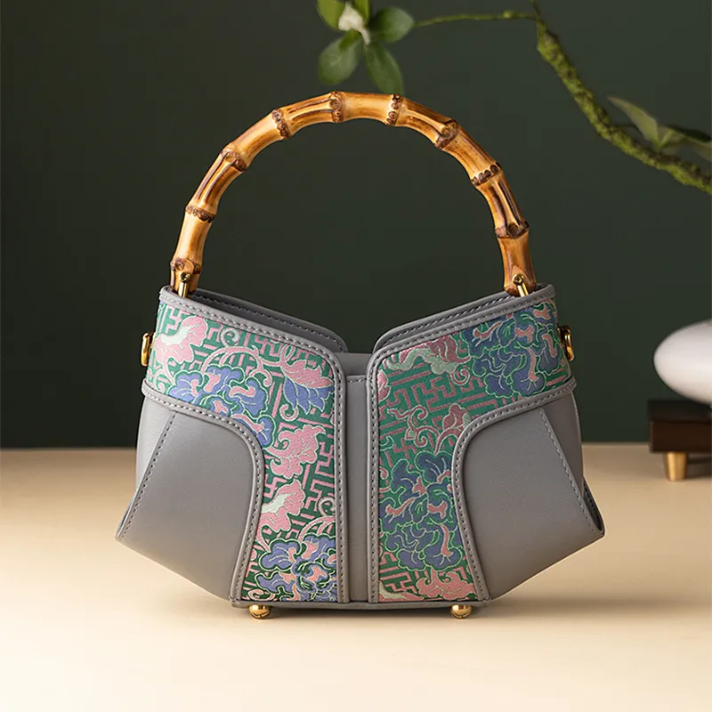 Shanghai Story Silk Handbag Medium Size Women's Indigo Colorful Blue-3