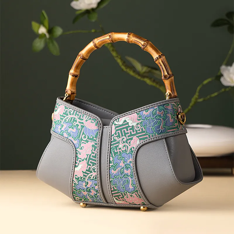 Shanghai Story Silk Handbag Medium Size Women's Indigo Colorful Blue-4