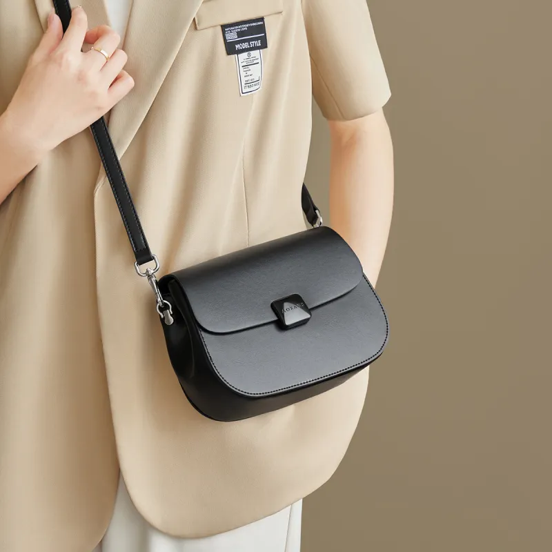 AOKANG Synthetic Leather Crossbody Bag, Shoulder Bag Trumpets Women's Ecru/Classic Black/Caramel Brown-9