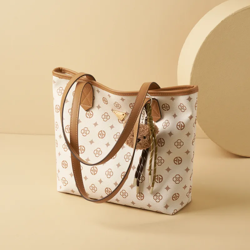 AOKANG PVC Tote Handbag, Shoulder Bag Tubas Women's Coffee/Ecru-10