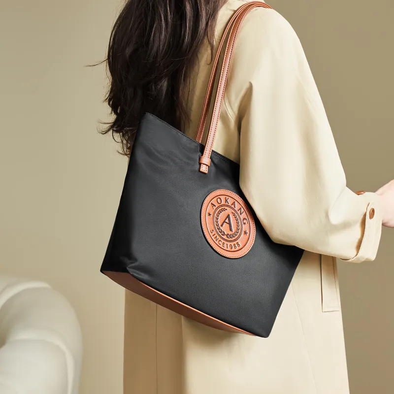 AOKANG Fabric With Synthetic Leather Tote Bag Shopping Bag Shoulder Bags Women's Multicolor-2