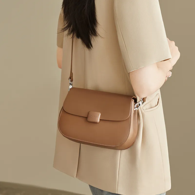 AOKANG Synthetic Leather Crossbody Bag, Shoulder Bag Trumpets Women's Ecru/Classic Black/Caramel Brown-13